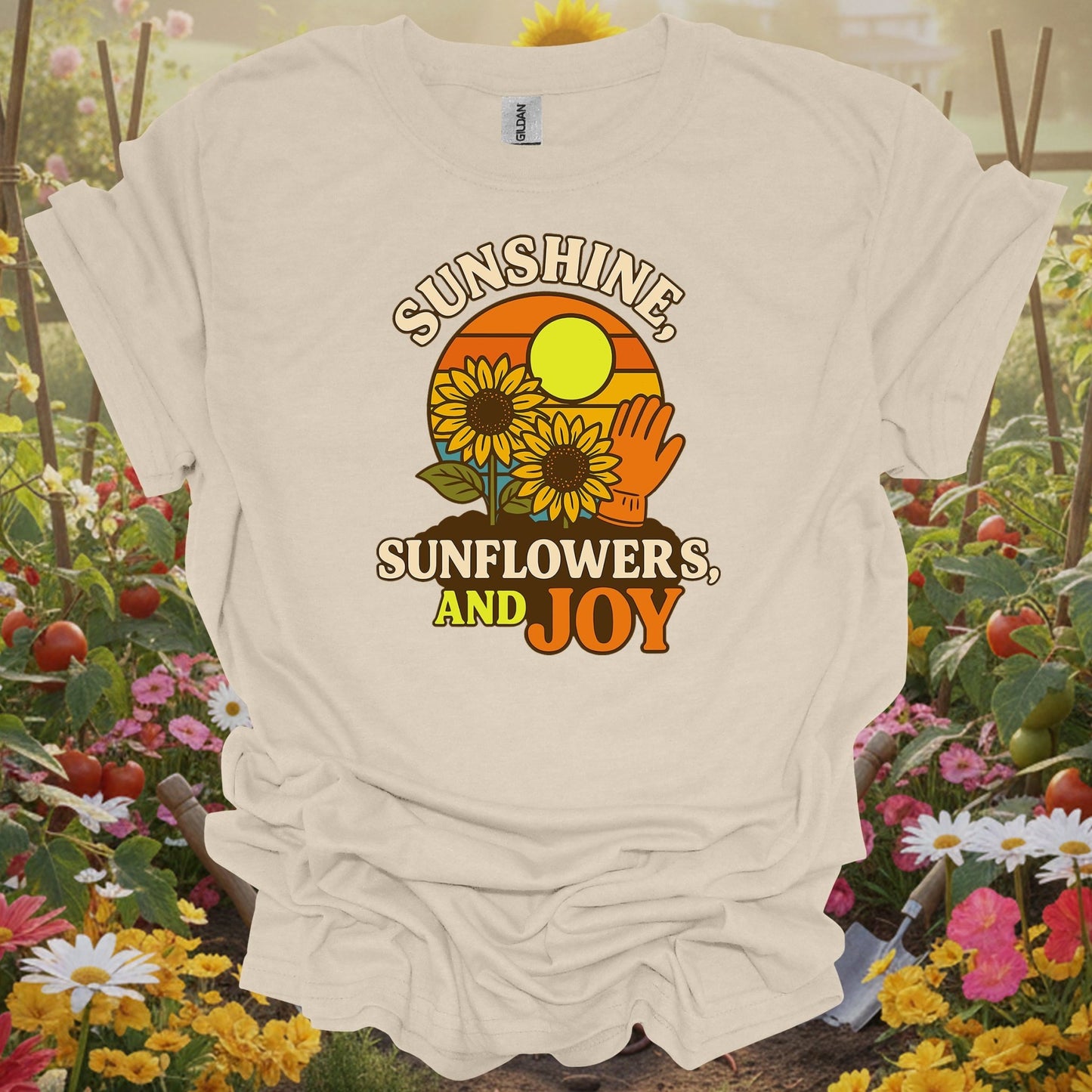 Sunshine, Sunflowers, and Joy Vintage Garden T-Shirt - GardeningTshirts