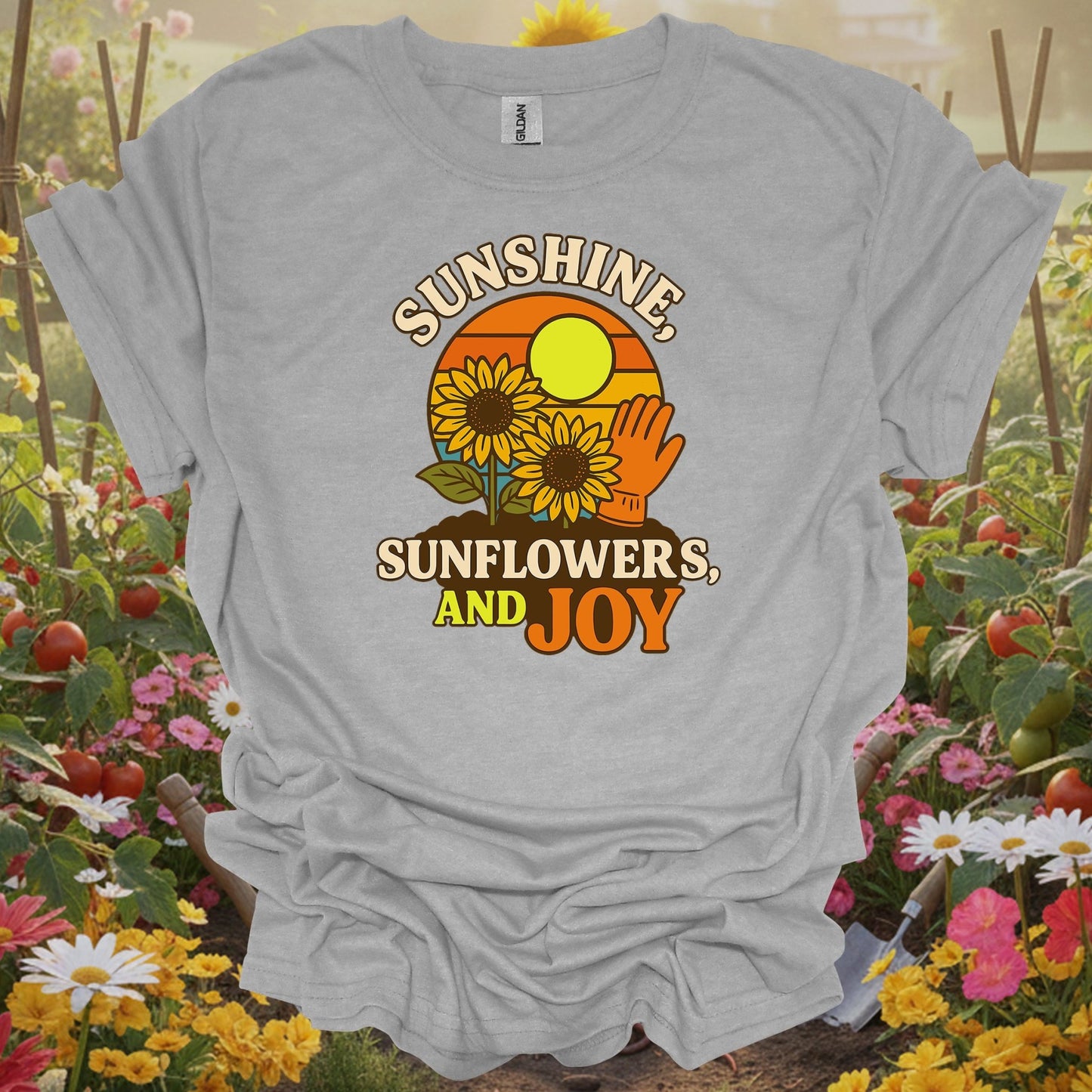 Sunshine, Sunflowers, and Joy Vintage Garden T-Shirt - GardeningTshirts