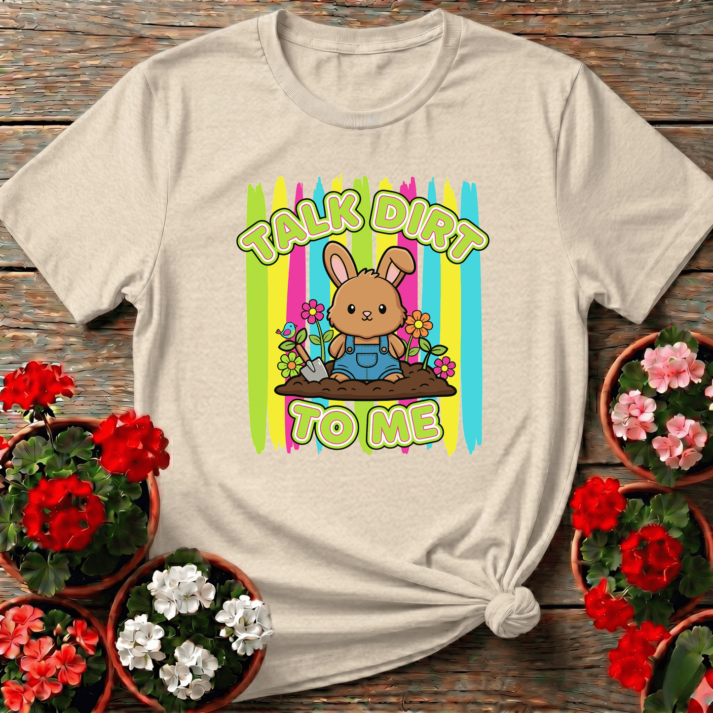 Talk Dirt To Me Cute Bunny Gardening Tee - GardeningTshirts