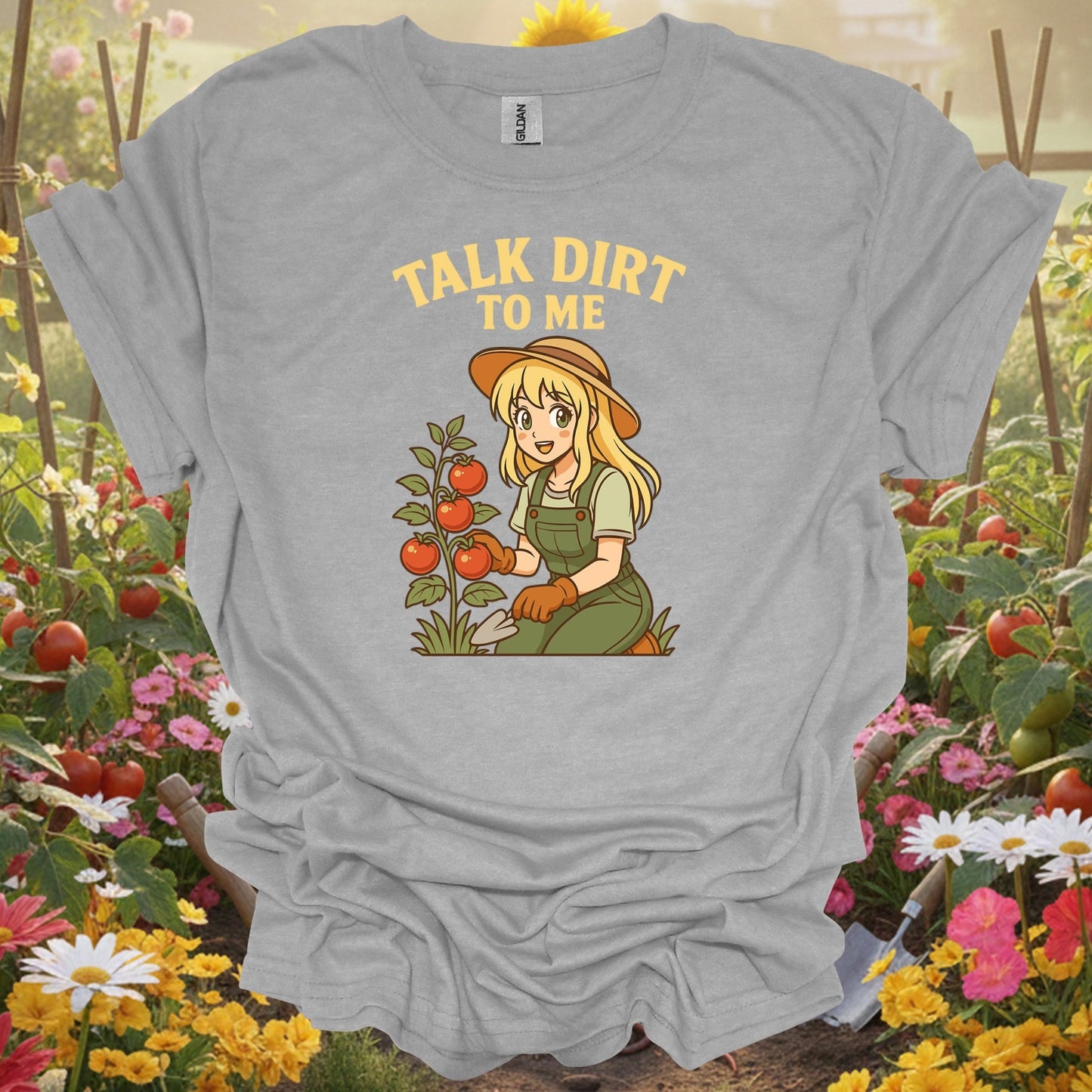 Sport Grey tshirt showing talk dirt to me witty plant lover for backyard growers