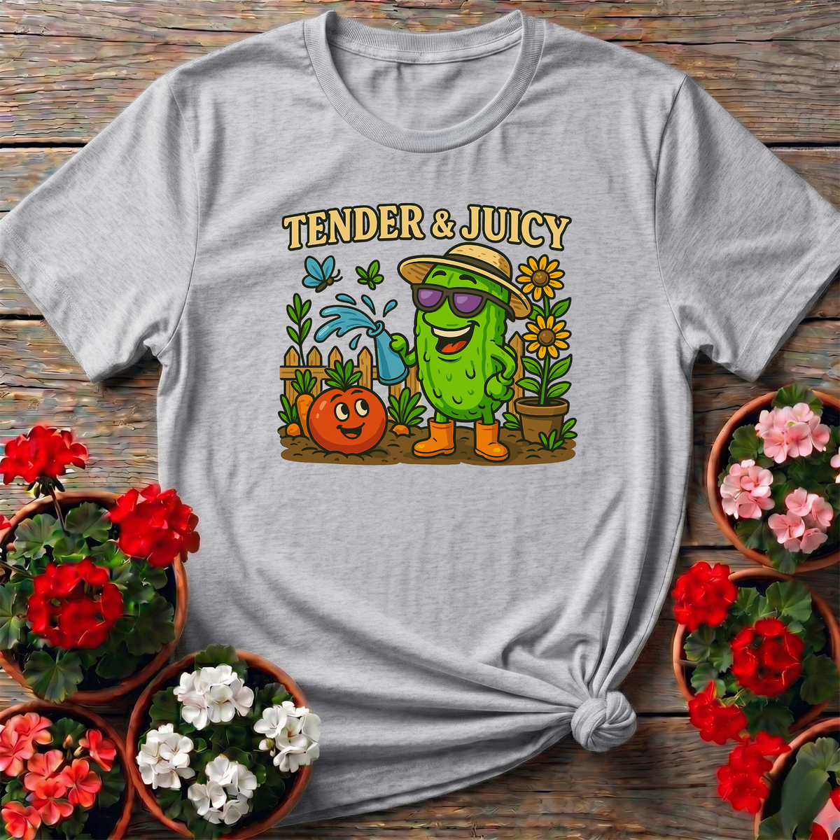 Tender and Juicy Cool Cucumber Retro Garden T-shirt - GardeningTshirts