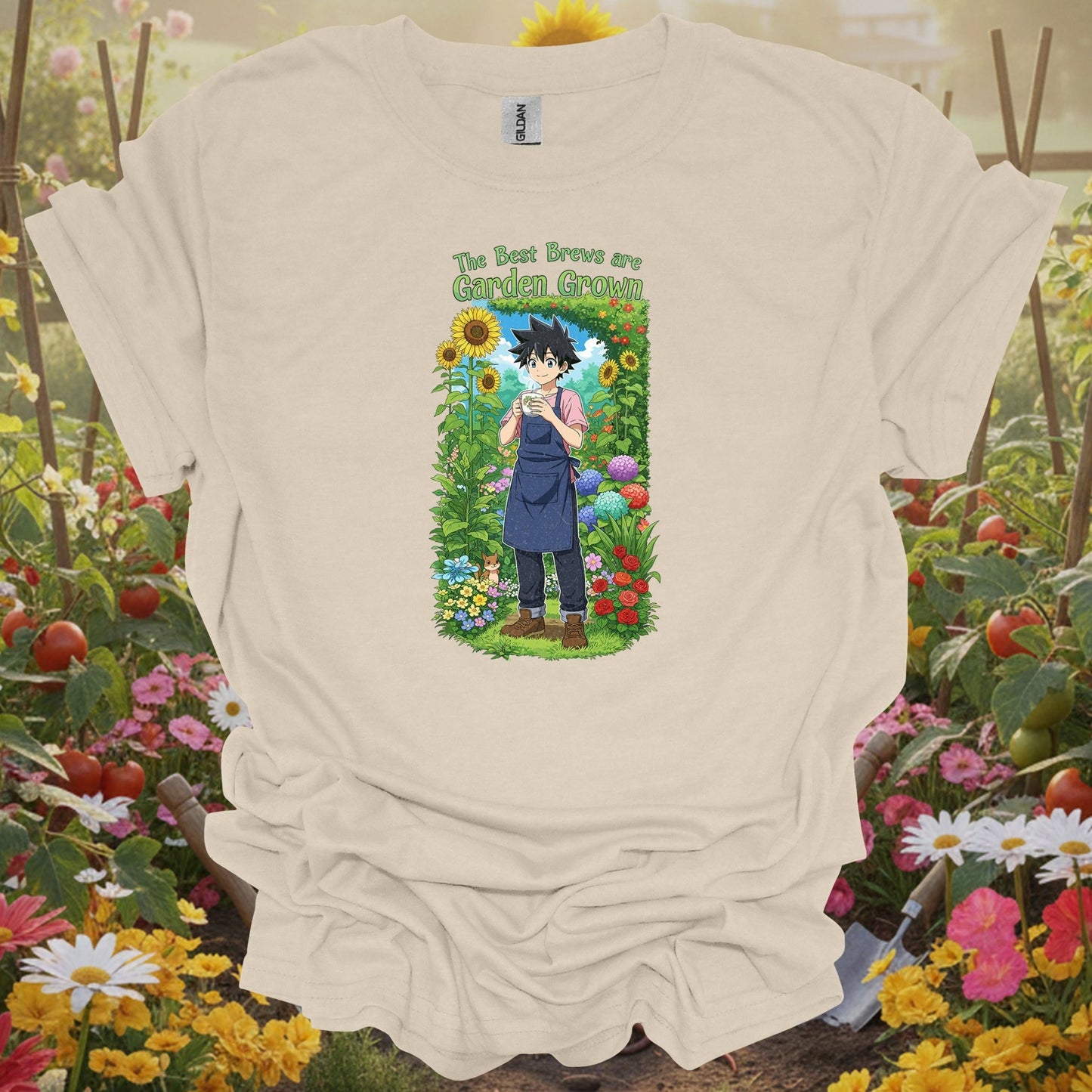 Natural tshirt showing the best brews are garden grown anime for people who love plants