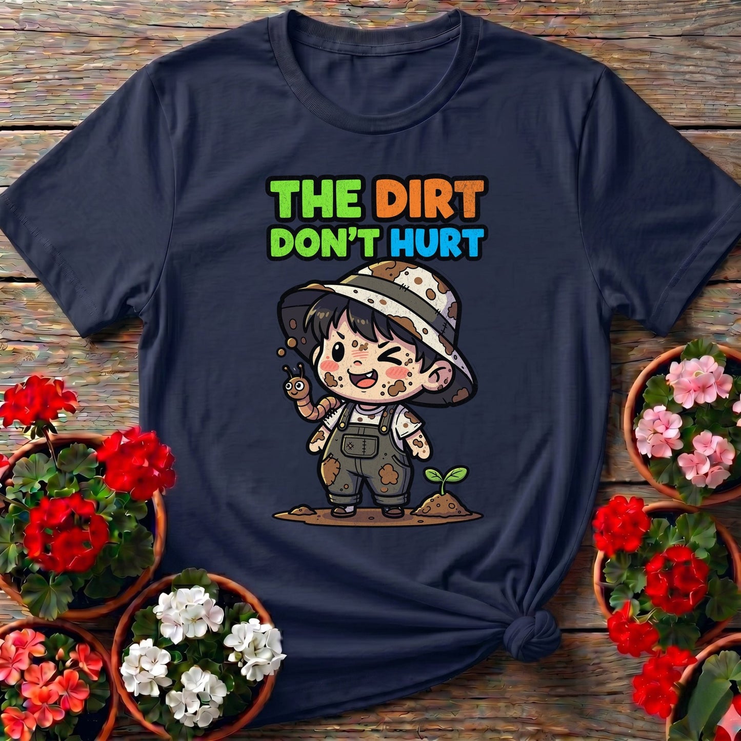 The Dirt Don't Hurt Chibi Gardener Tee - GardeningTshirts