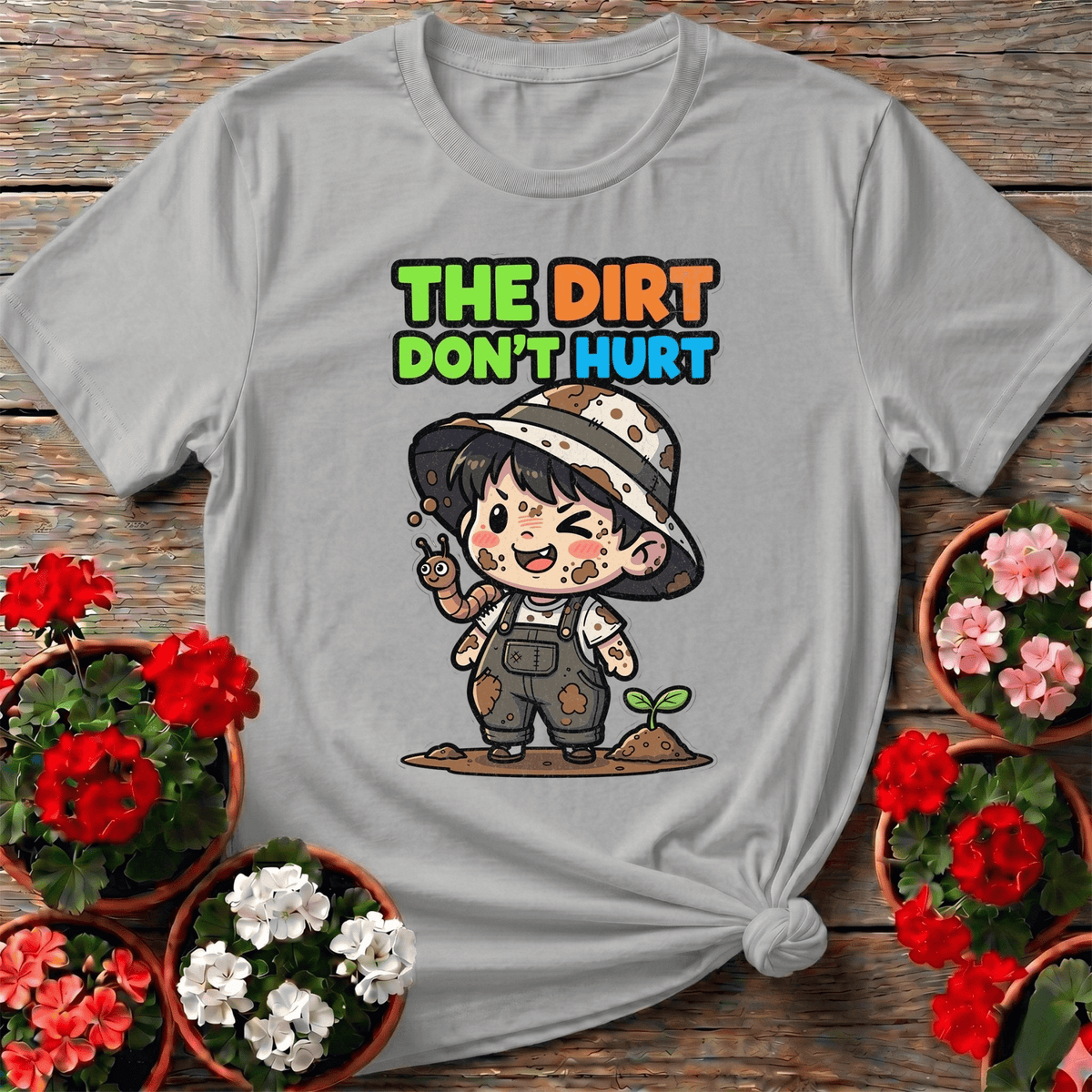 The Dirt Don't Hurt Chibi Gardener Tee - GardeningTshirts