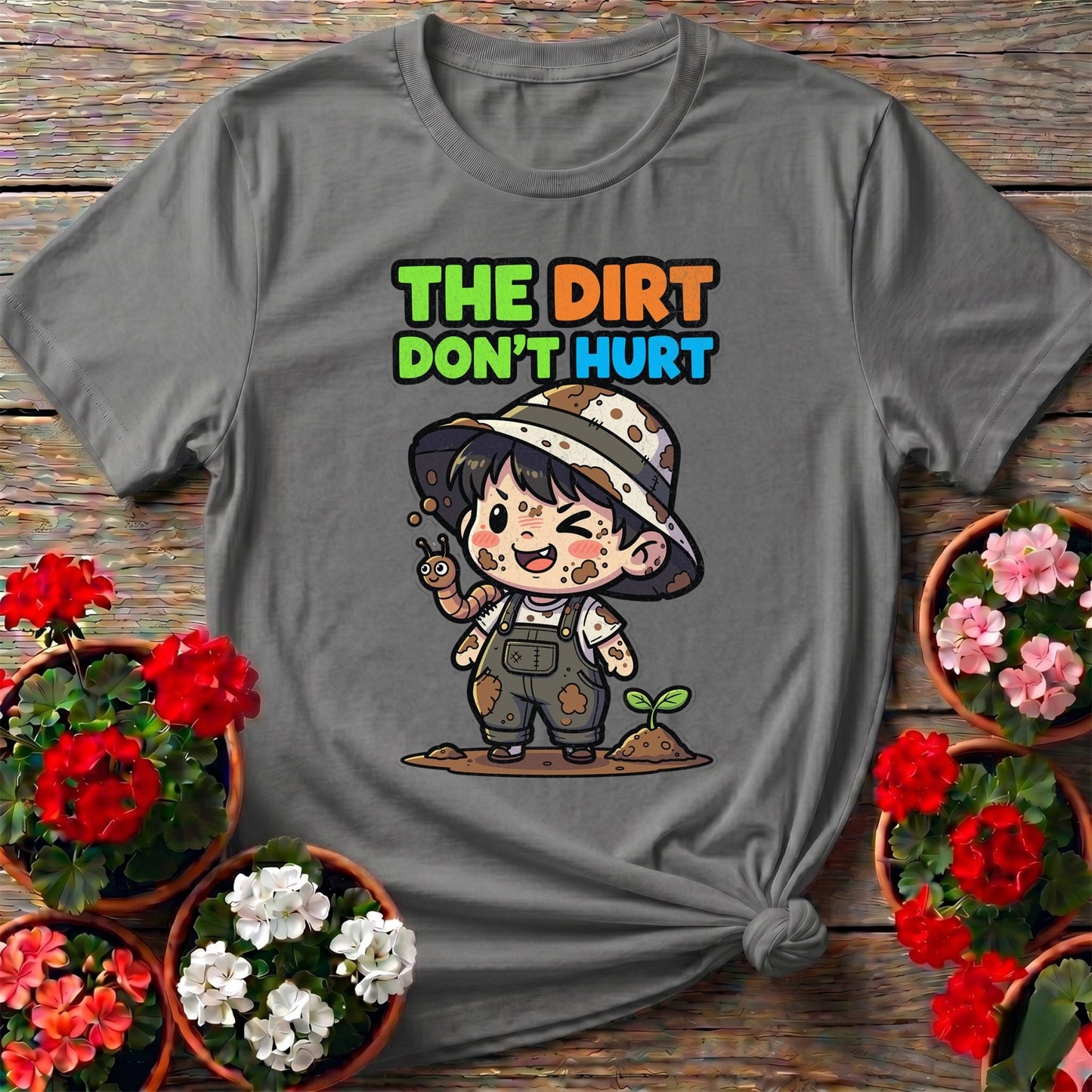 The Dirt Don't Hurt Chibi Gardener Tee - GardeningTshirts