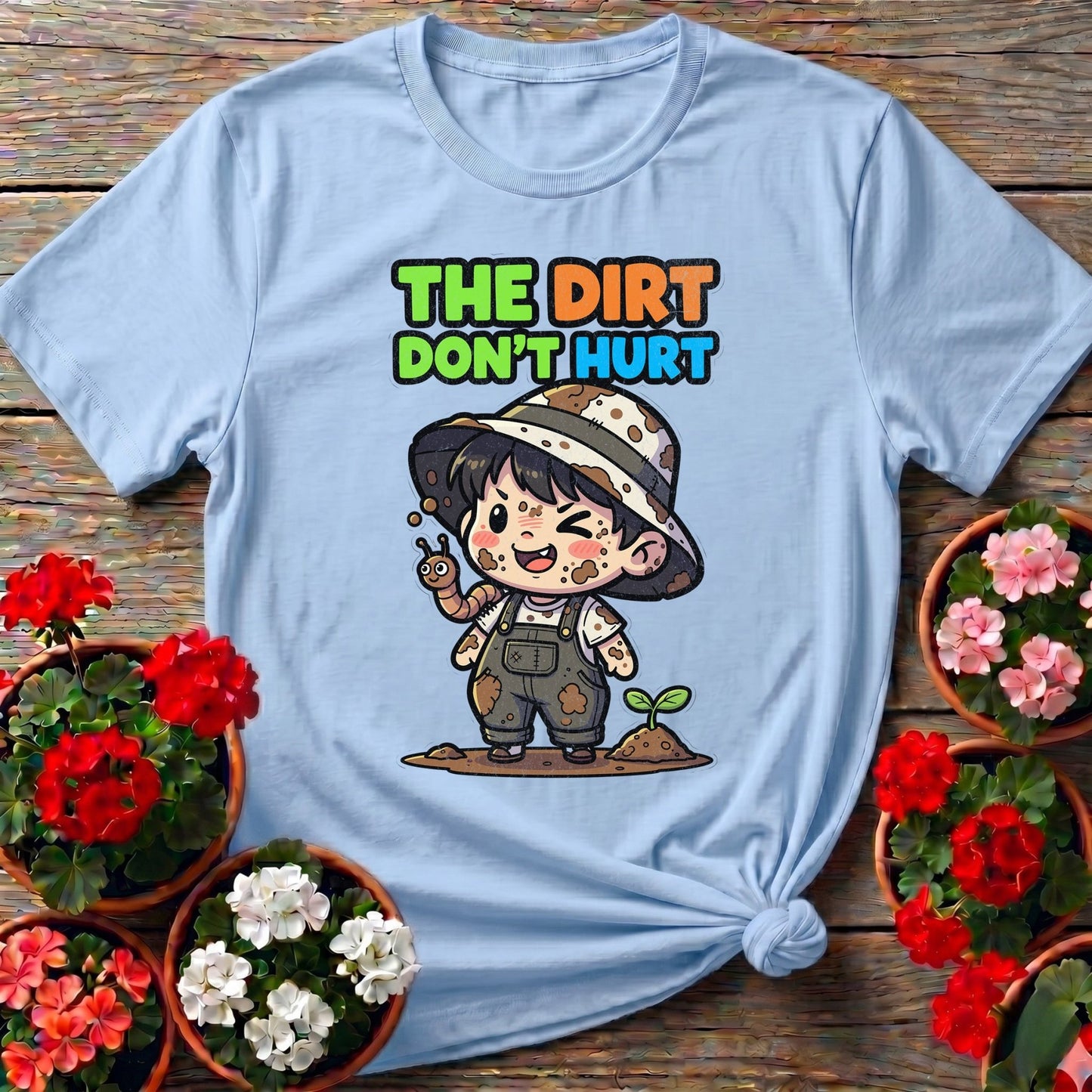The Dirt Don't Hurt Chibi Gardener Tee - GardeningTshirts