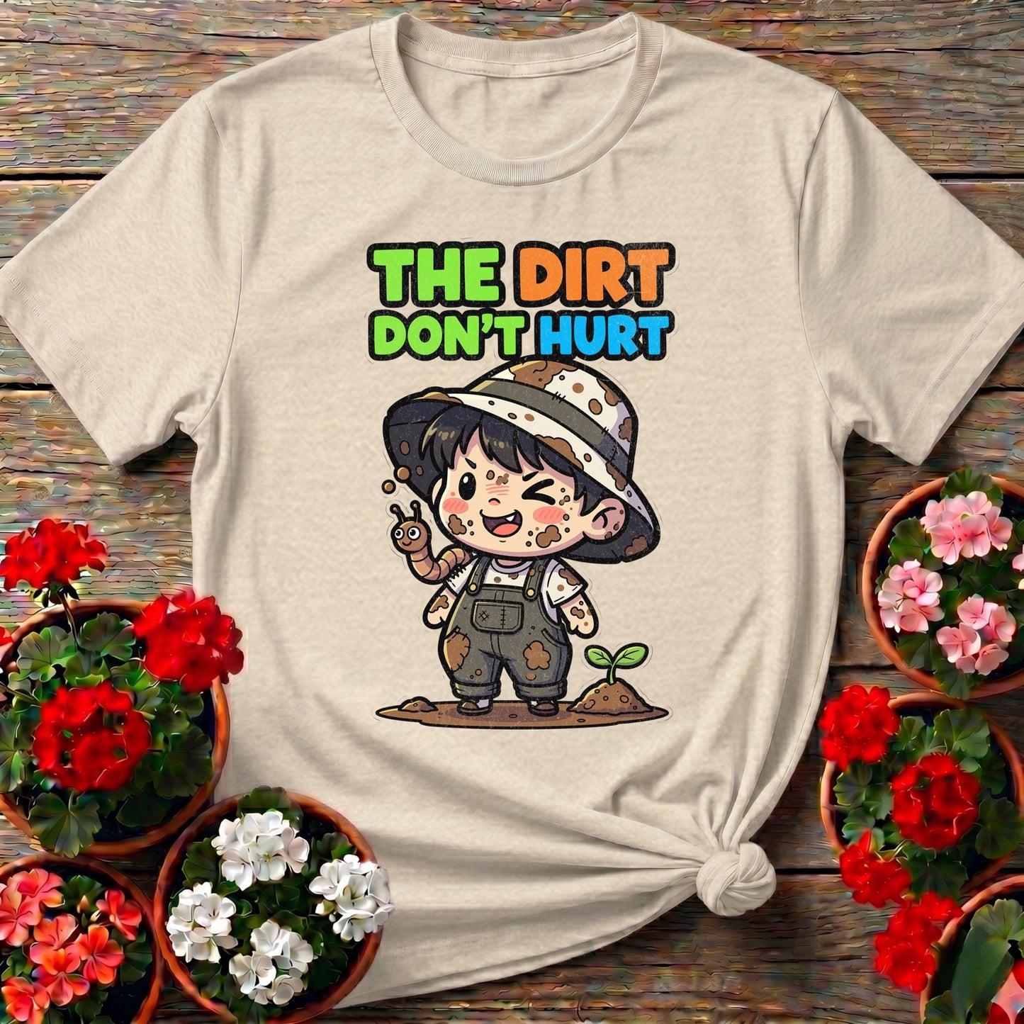 The Dirt Don't Hurt Chibi Gardener Tee - GardeningTshirts