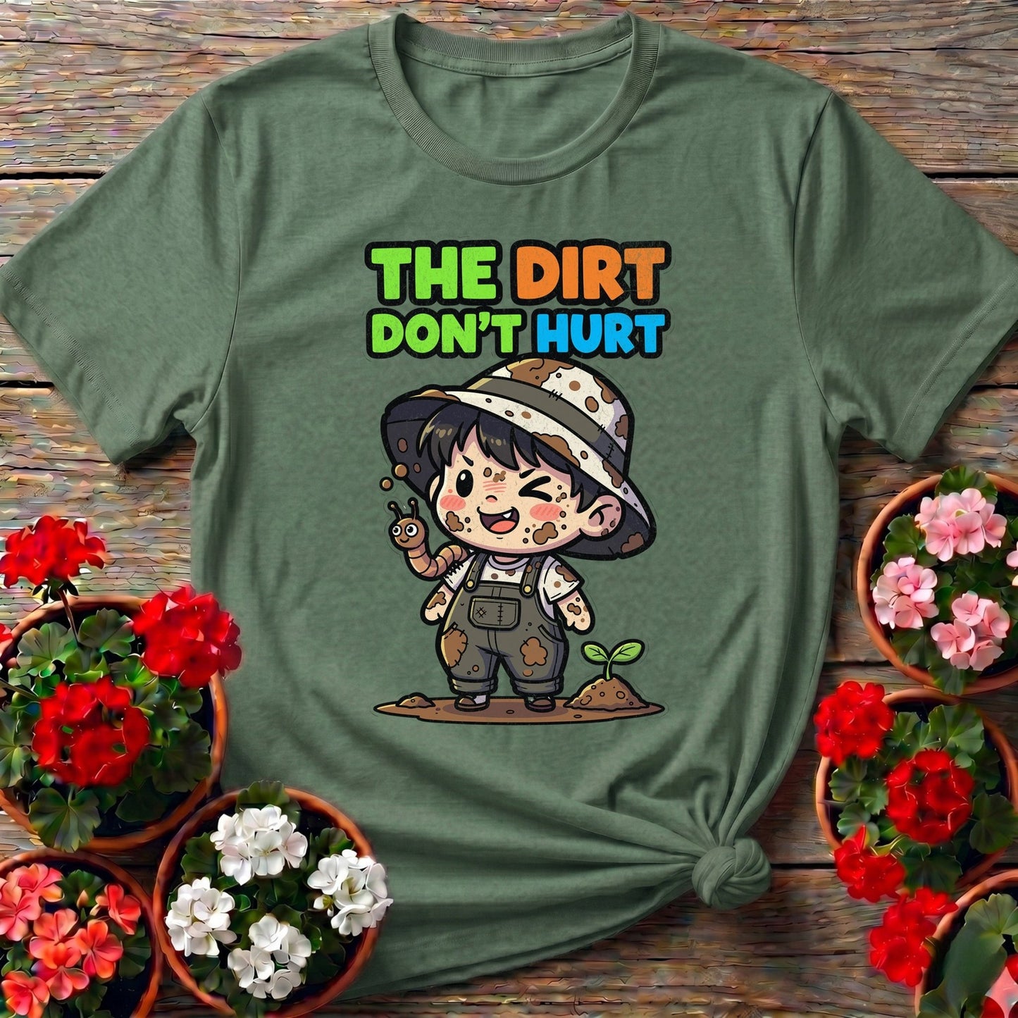 The Dirt Don't Hurt Chibi Gardener Tee - GardeningTshirts