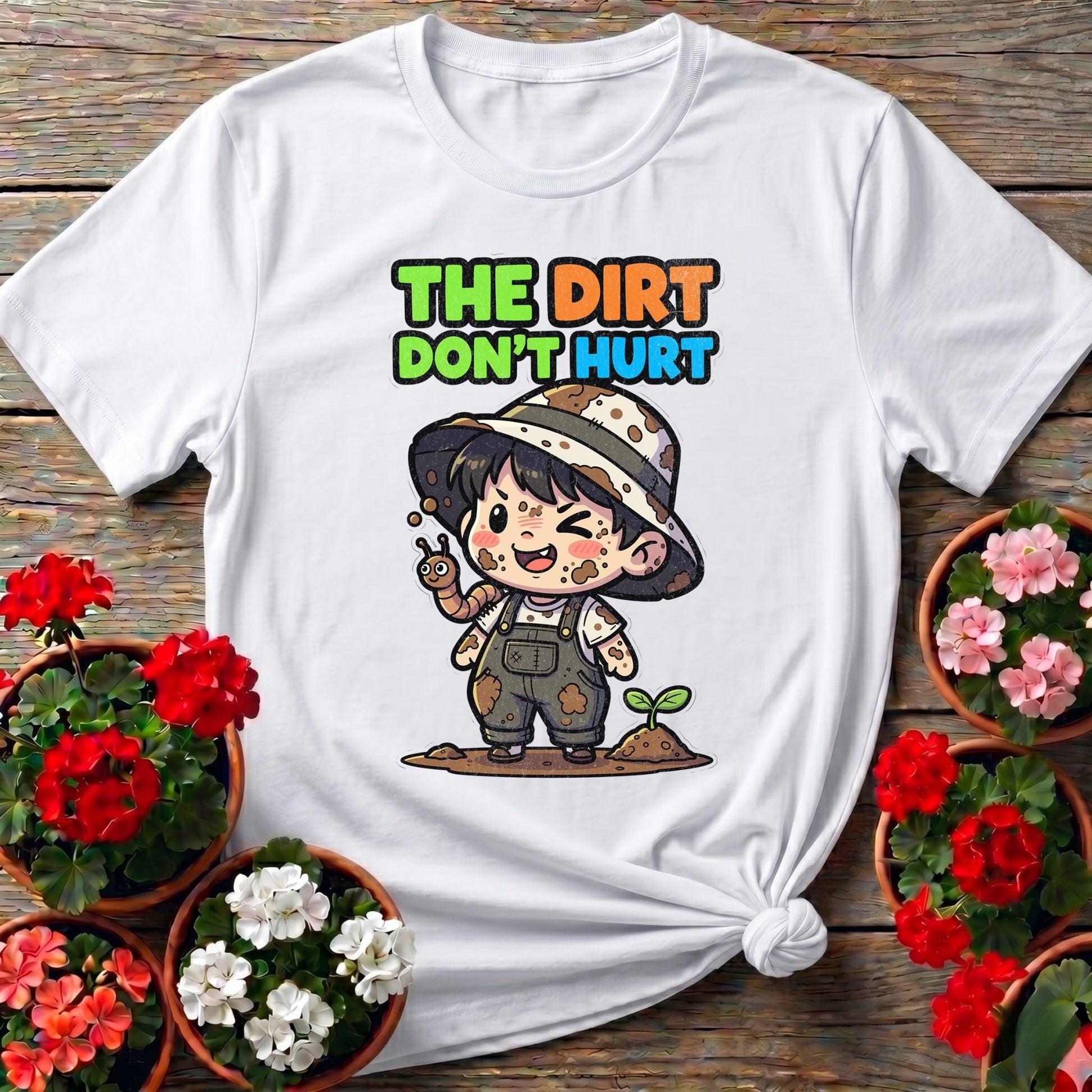 The Dirt Don't Hurt Chibi Gardener Tee - GardeningTshirts
