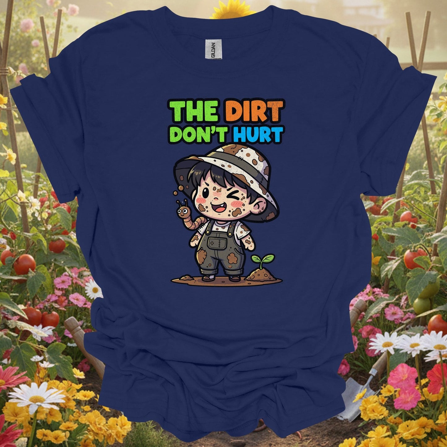 "The Dirt Don't Hurt" Cute Chibi Gardener Tee - GardeningTshirts
