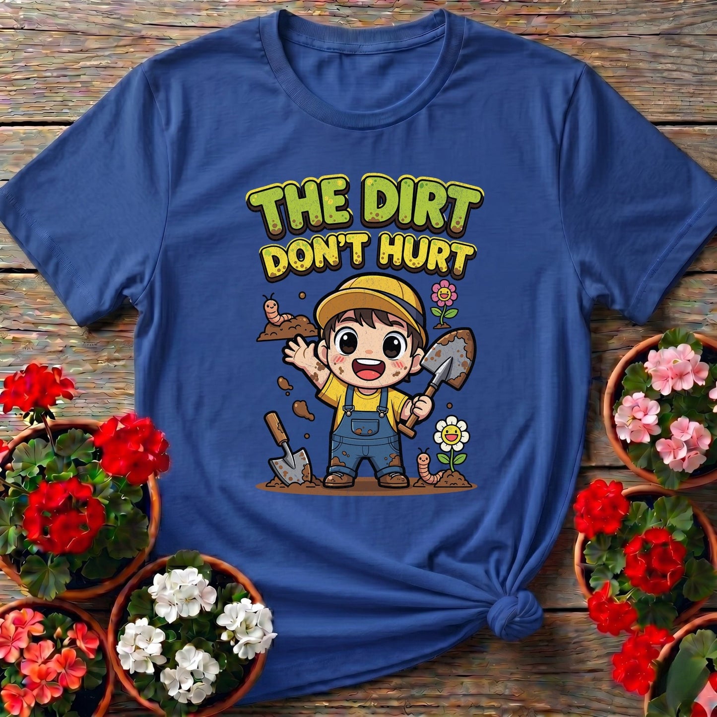 The Dirt Dont Hurt Cute Chibi Gardener Tee - GardeningTshirts