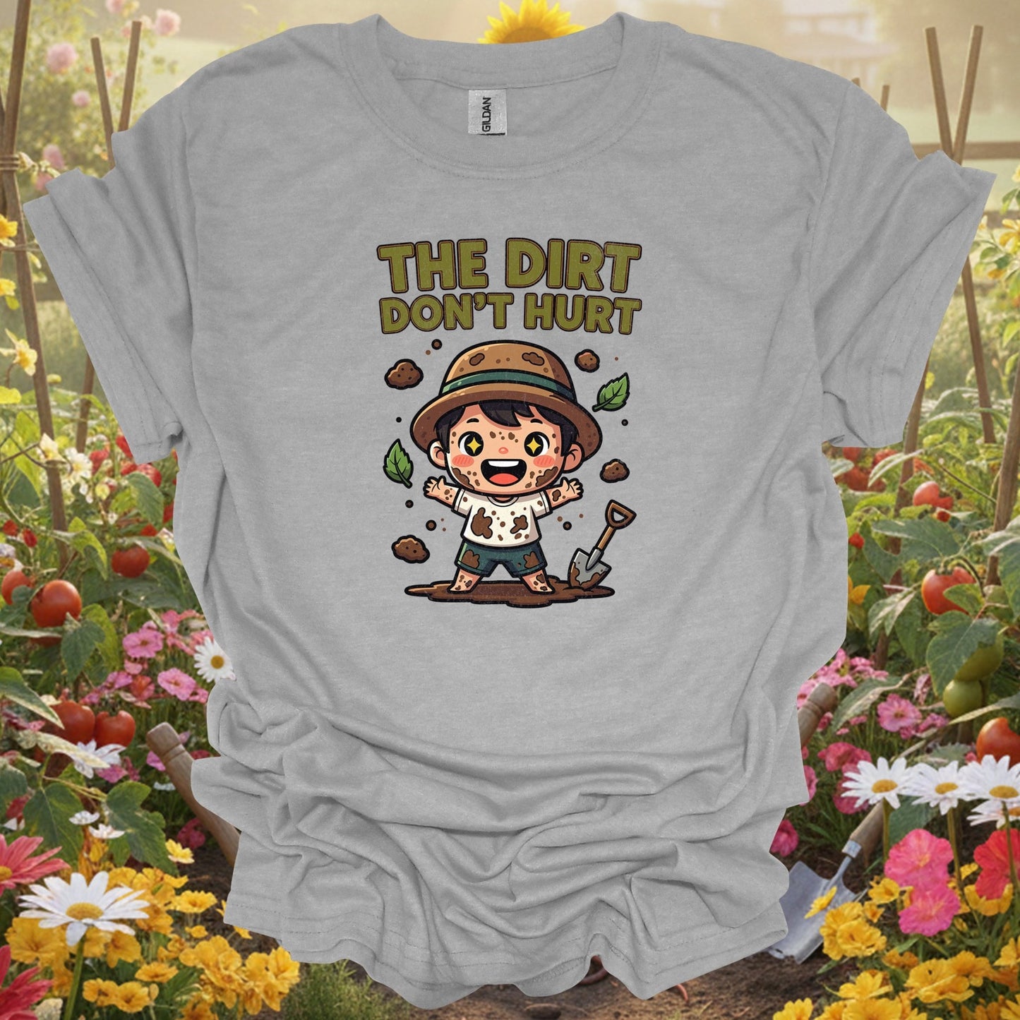 White the dirt dont hurt gardening shirt for funny gardeners, whimsical spirits, positive thinkers, young growers, and as ...