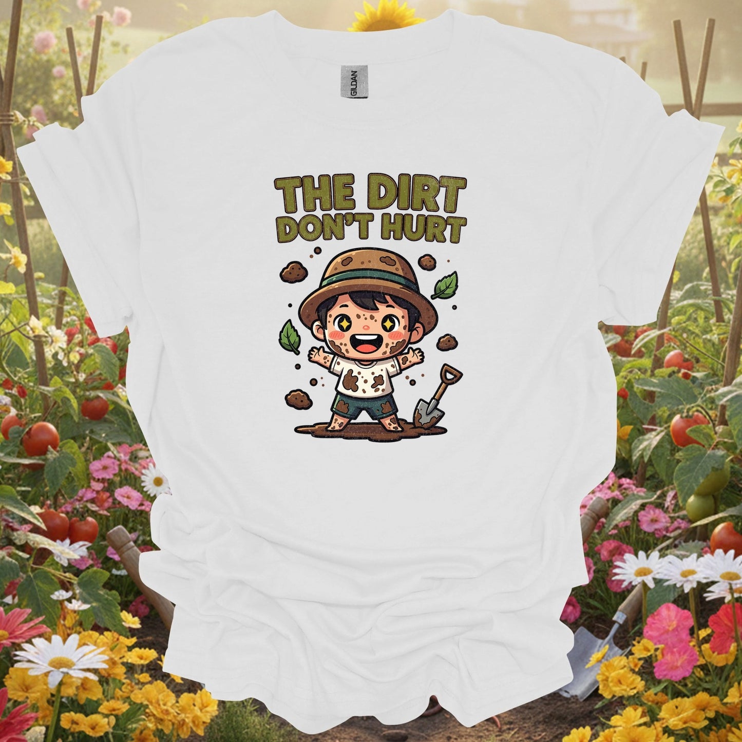 Natural the dirt dont hurt gardening shirt for funny gardeners, whimsical spirits, positive thinkers, young growers, and a...