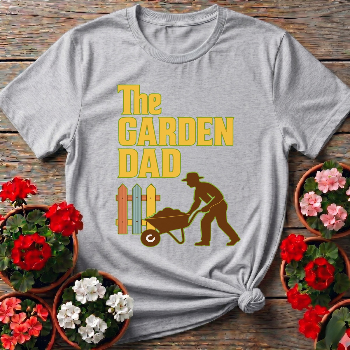 The Garden Dad Retro Silhouette Landscaping T-shirt - GardeningTshirts