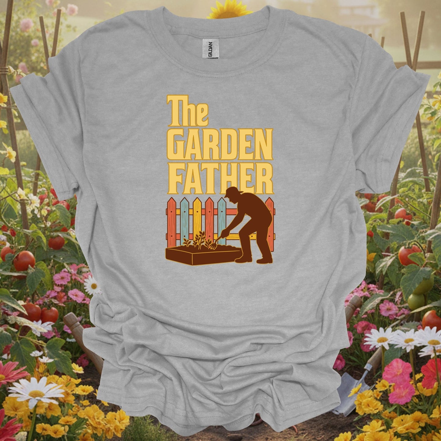 Sport gray tshirt showing retro the garden father father's day for vintage style fans