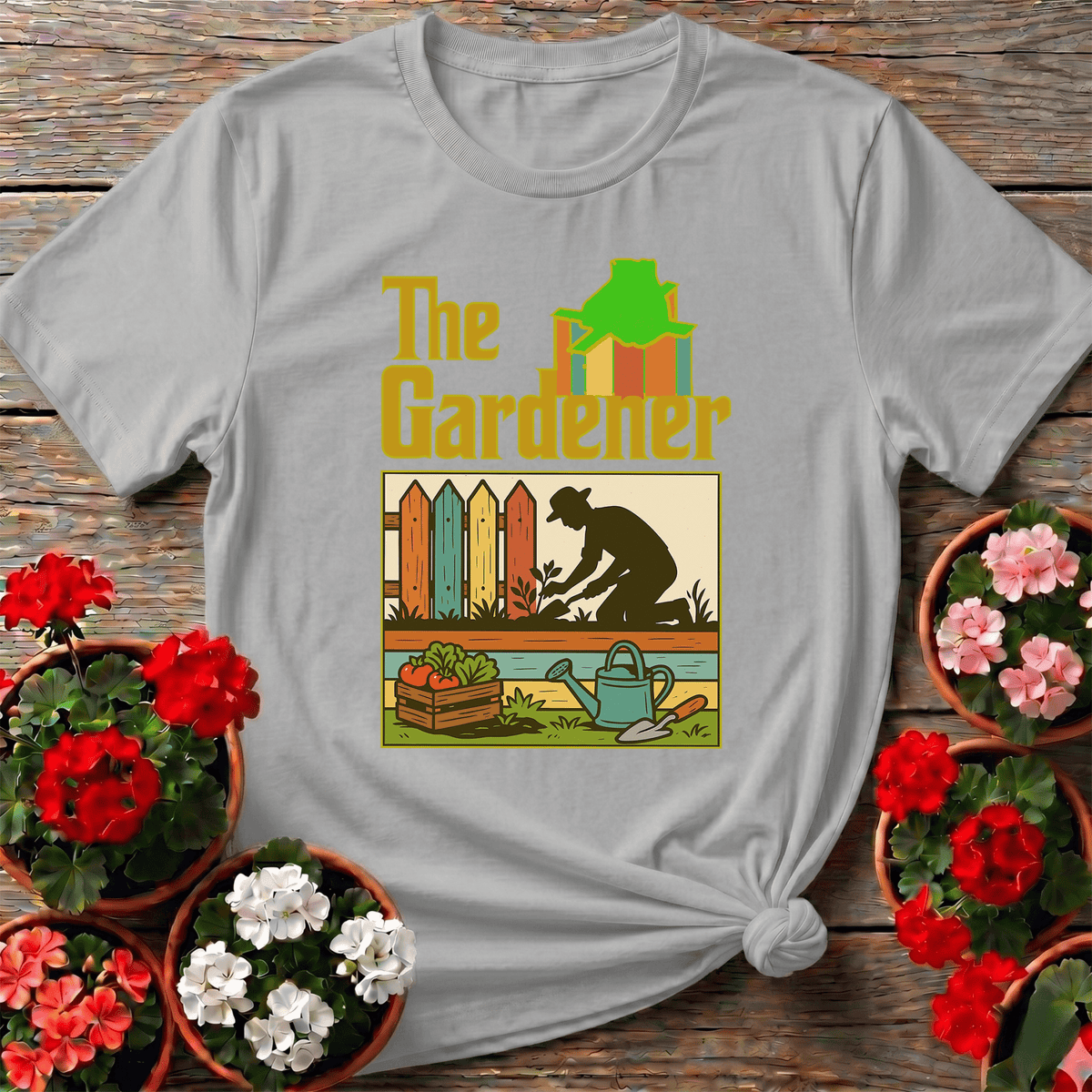 The Gardener Retro Silhouette T-shirt - GardeningTshirts