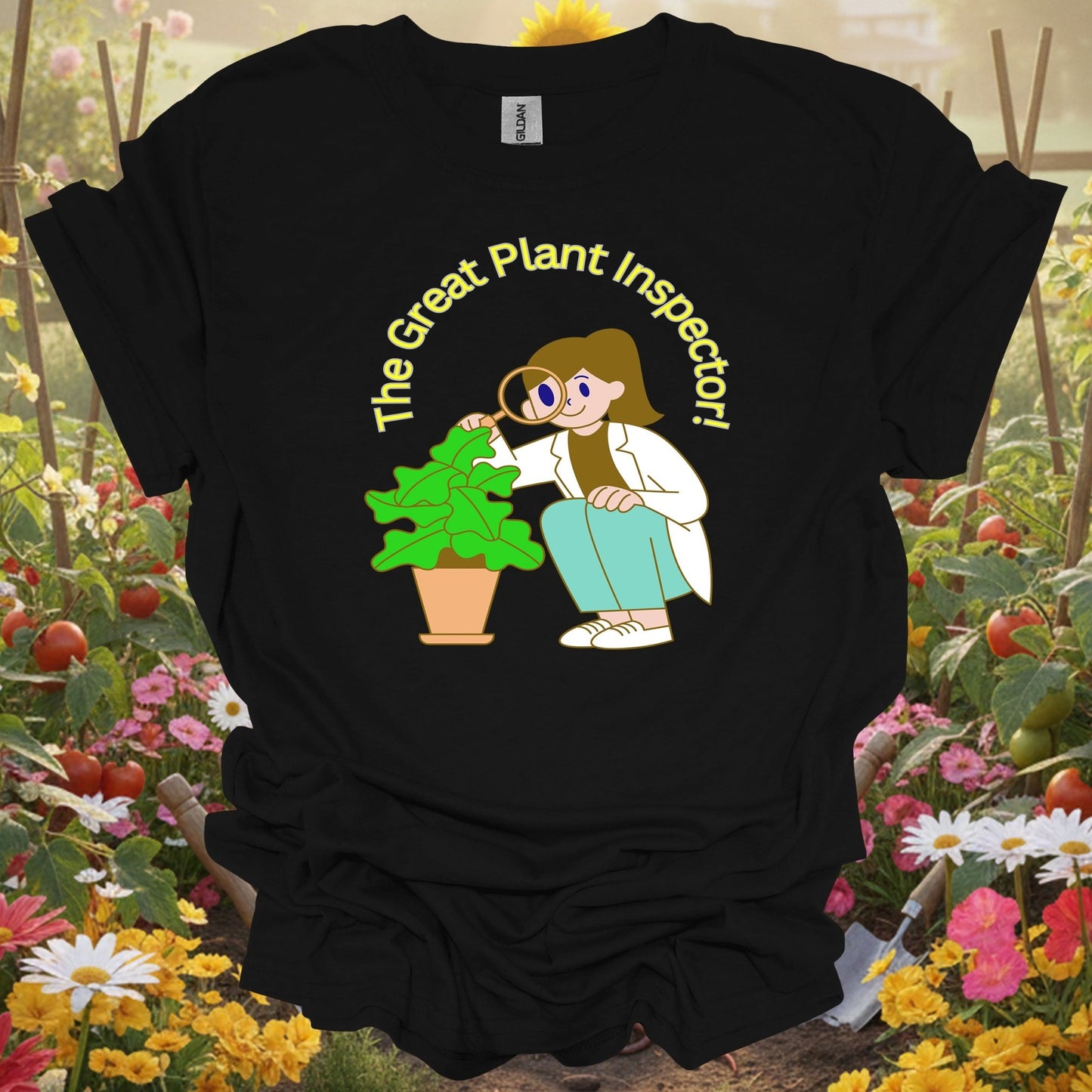 Black tshirt showing acknowledge your daily botanical routine with this hilarious and relatable houseplant design for hobby farmers supplementing their income