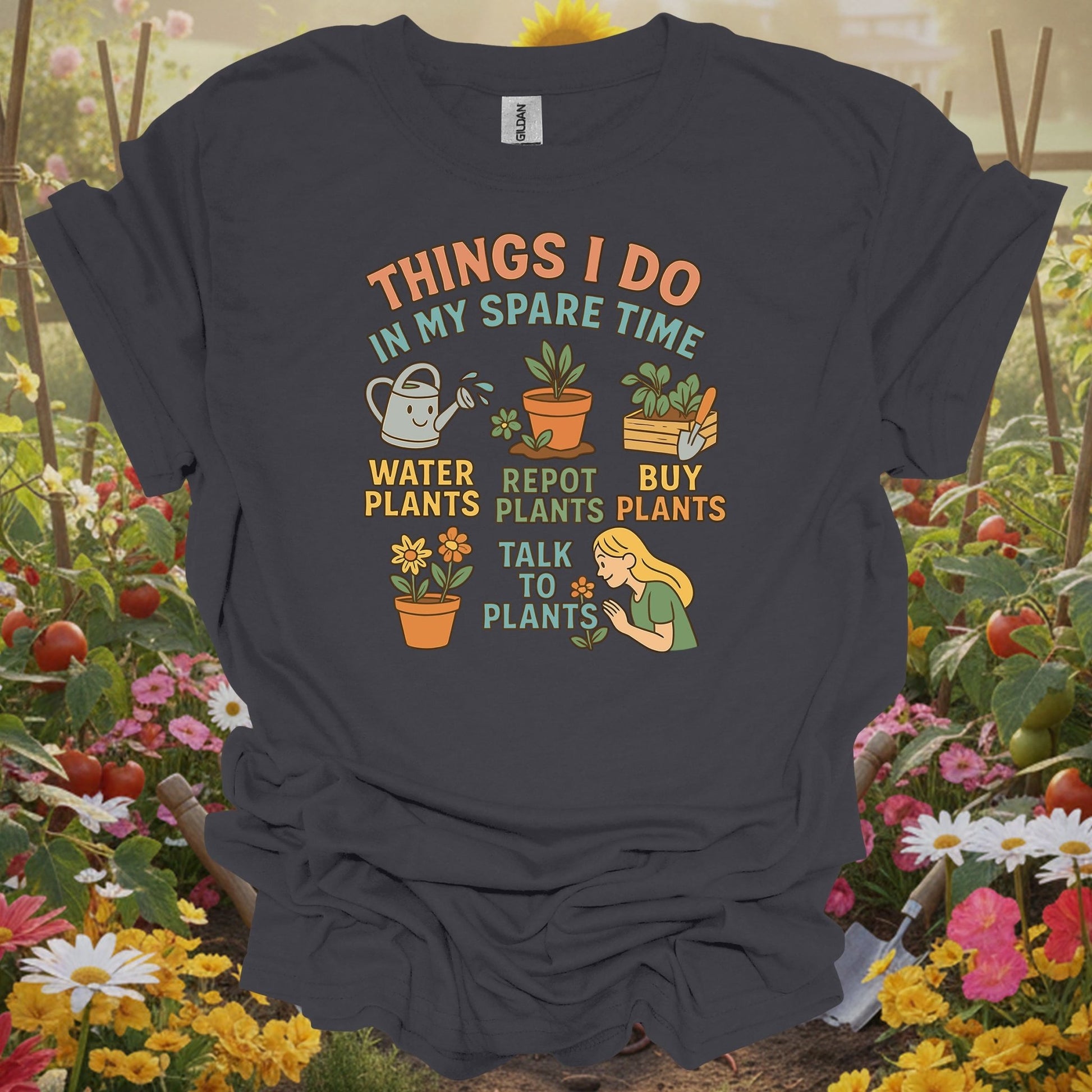 Charcoal tee showing things i do in my spare time funny plant for plant lovers
