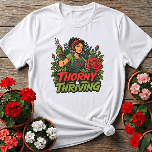 Thorny and Thriving Rose Gardener T-Shirt for Women - GardeningTshirts