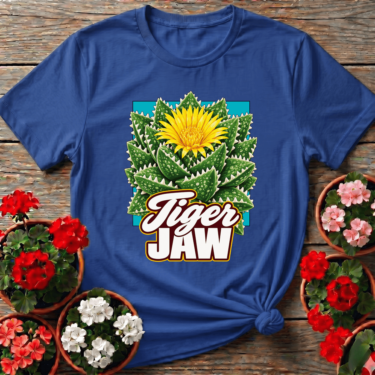 Tiger Jaw Succulent Flowering Cactus Gardening T-Shirt - GardeningTshirts