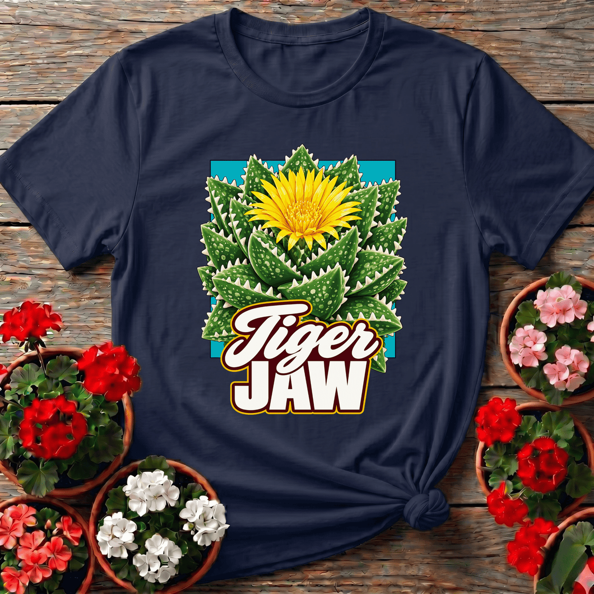 Tiger Jaw Succulent Flowering Cactus Gardening T-Shirt - GardeningTshirts
