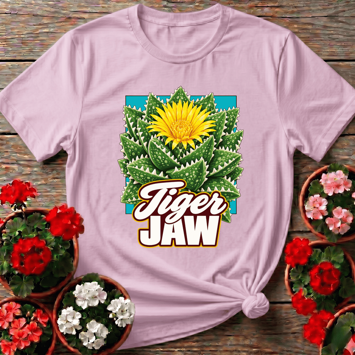 Tiger Jaw Succulent Flowering Cactus Gardening T-Shirt - GardeningTshirts