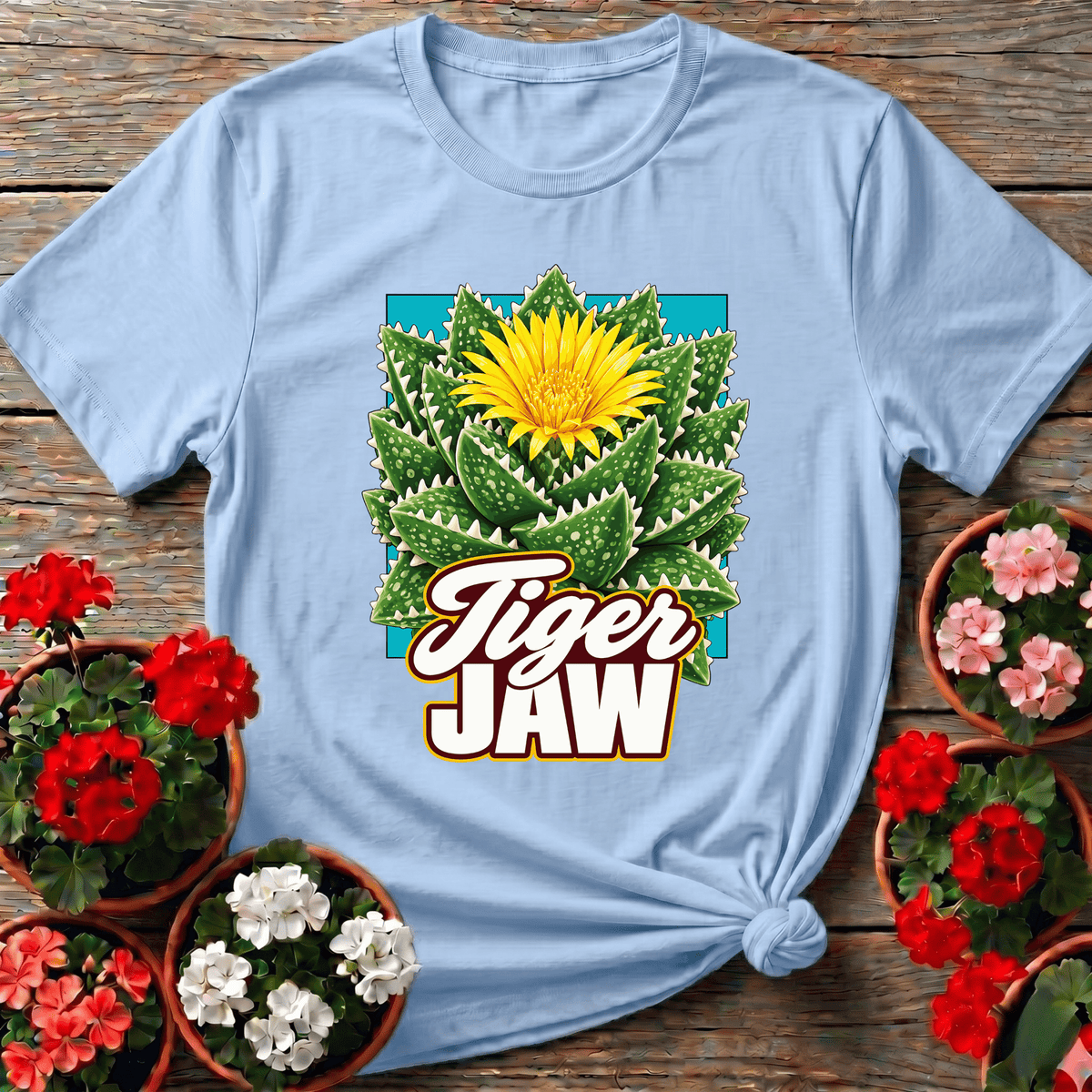 Tiger Jaw Succulent Flowering Cactus Gardening T-Shirt - GardeningTshirts