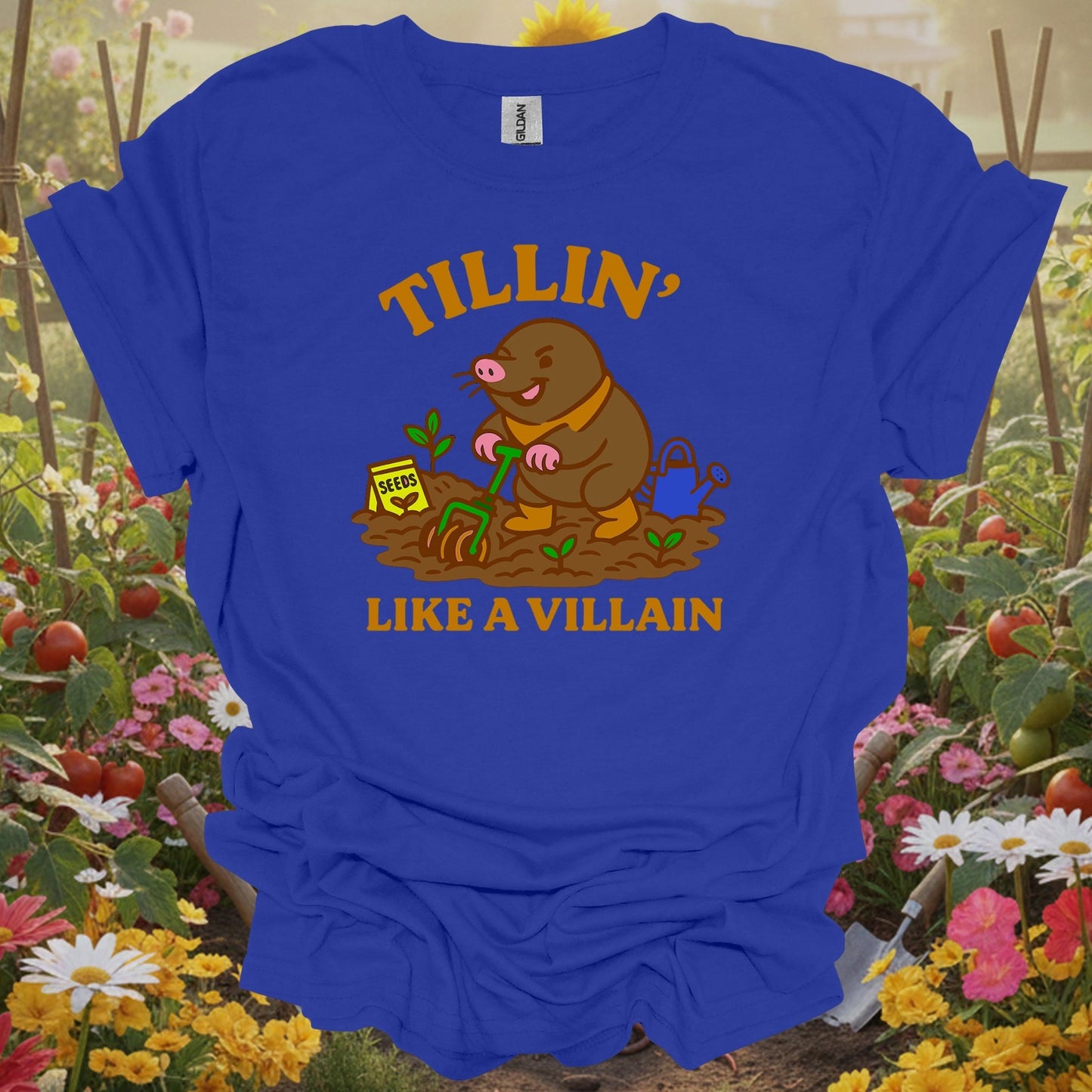Royal top showing tillin like a villain funny mole gardener for green thumb folks