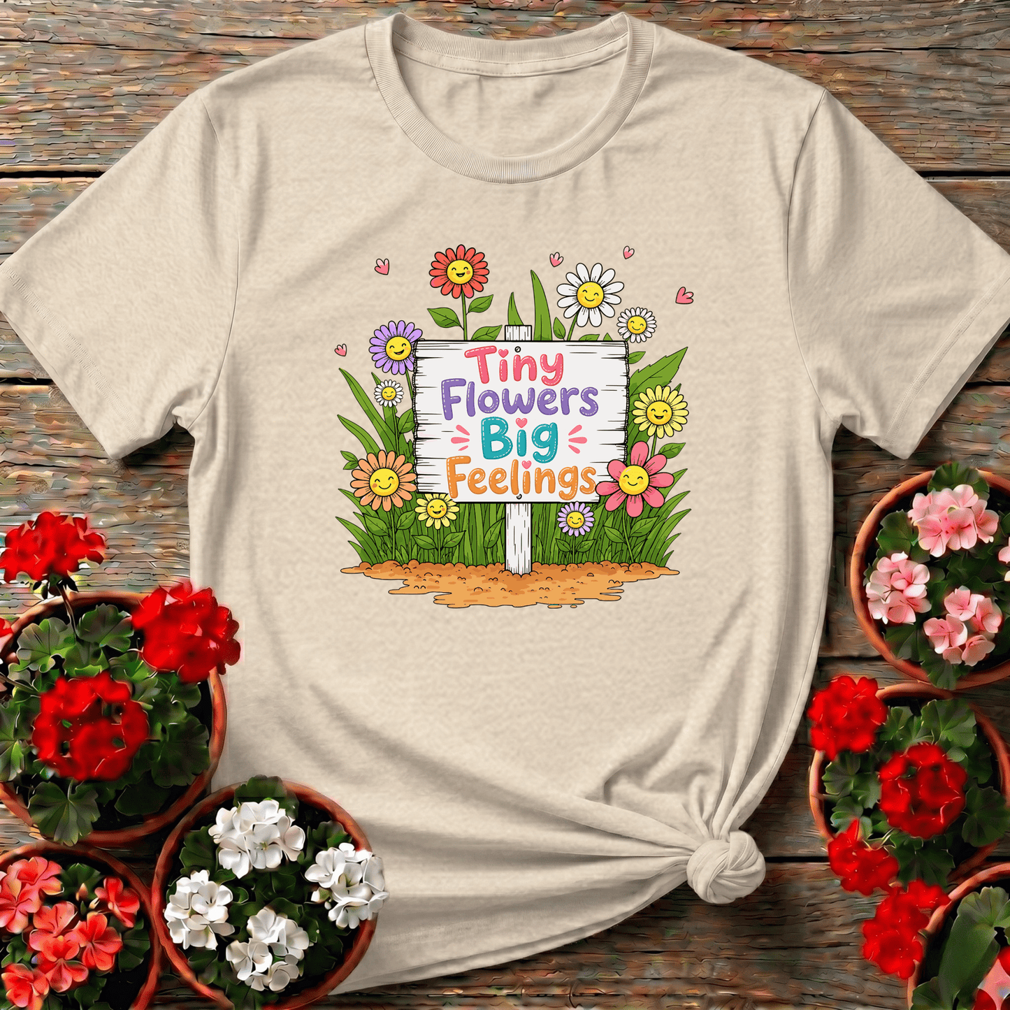 Tiny Flowers Big Feelings Cute Floral Gardening T-Shirt - GardeningTshirts