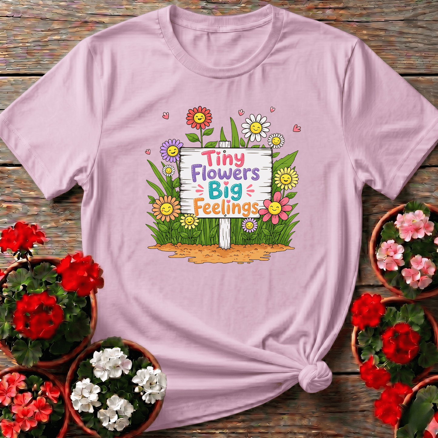 Tiny Flowers Big Feelings Cute Floral Gardening T-Shirt - GardeningTshirts