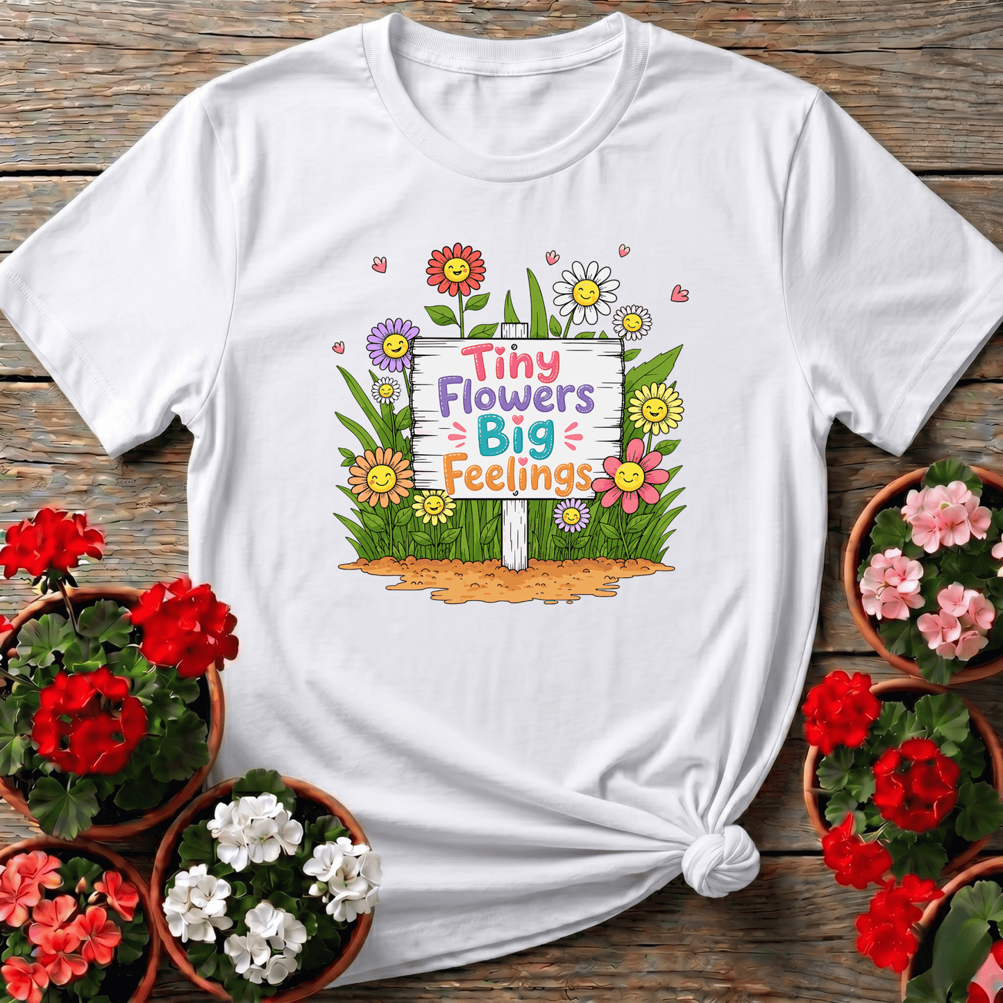 Tiny Flowers Big Feelings Cute Floral Gardening T-Shirt - GardeningTshirts