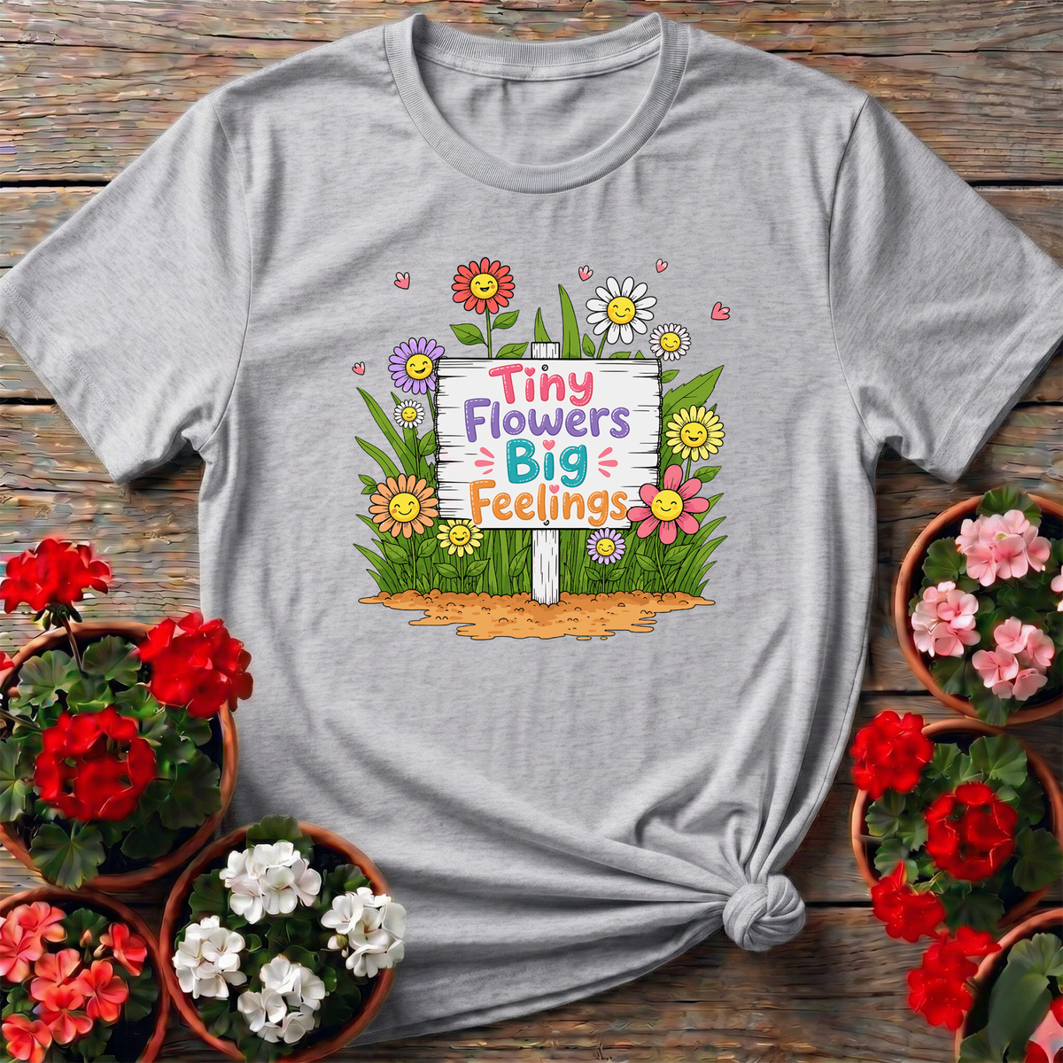 Tiny Flowers Big Feelings Cute Floral Gardening T-Shirt - GardeningTshirts