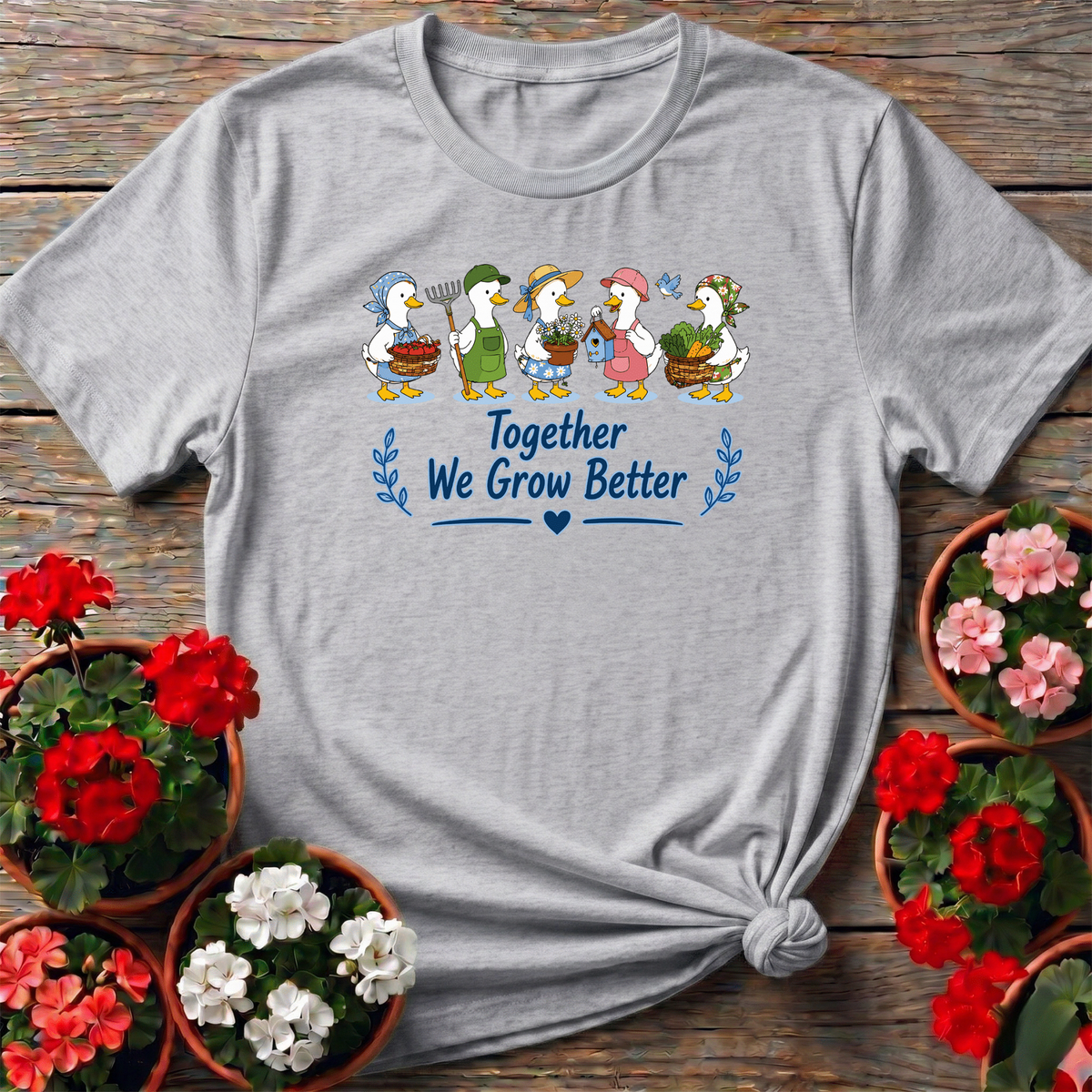 Together We Grow Better Gardening Duck Garden Tee - GardeningTshirts