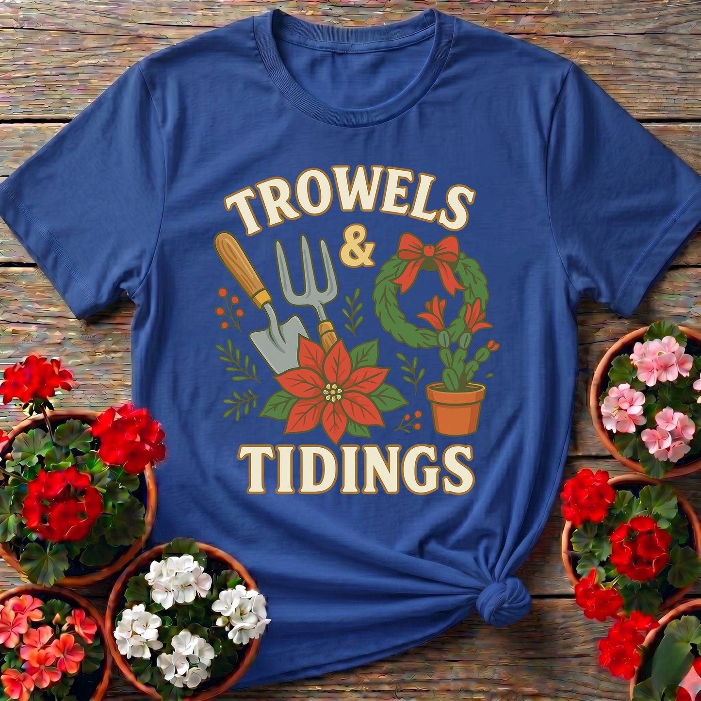 Trowels and Tidings Christmas Tee - GardeningTshirts