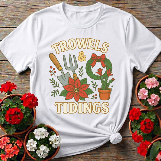 Trowels and Tidings Christmas Tee - GardeningTshirts