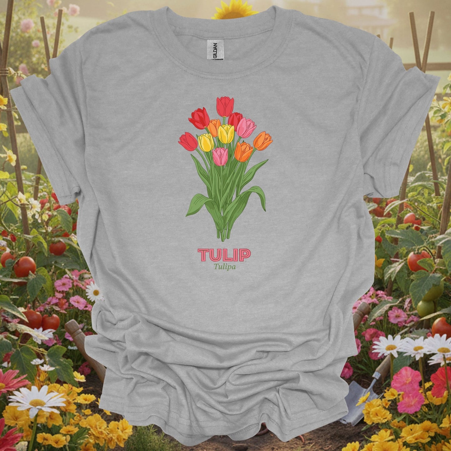 Tulip Tulipa Botanical Illustration T-shirt - GardeningTshirts