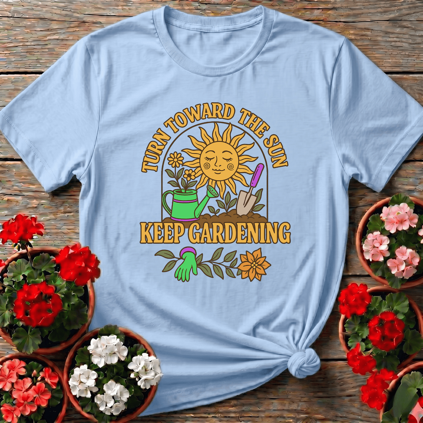 Turn Toward The Sun Retro Inspirational Tee - GardeningTshirts