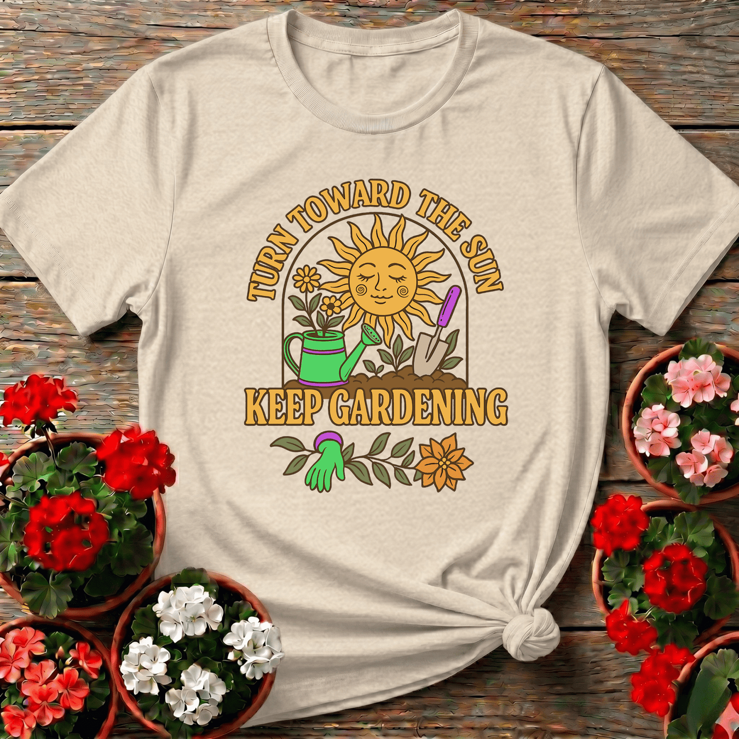Turn Toward The Sun Retro Inspirational Tee - GardeningTshirts