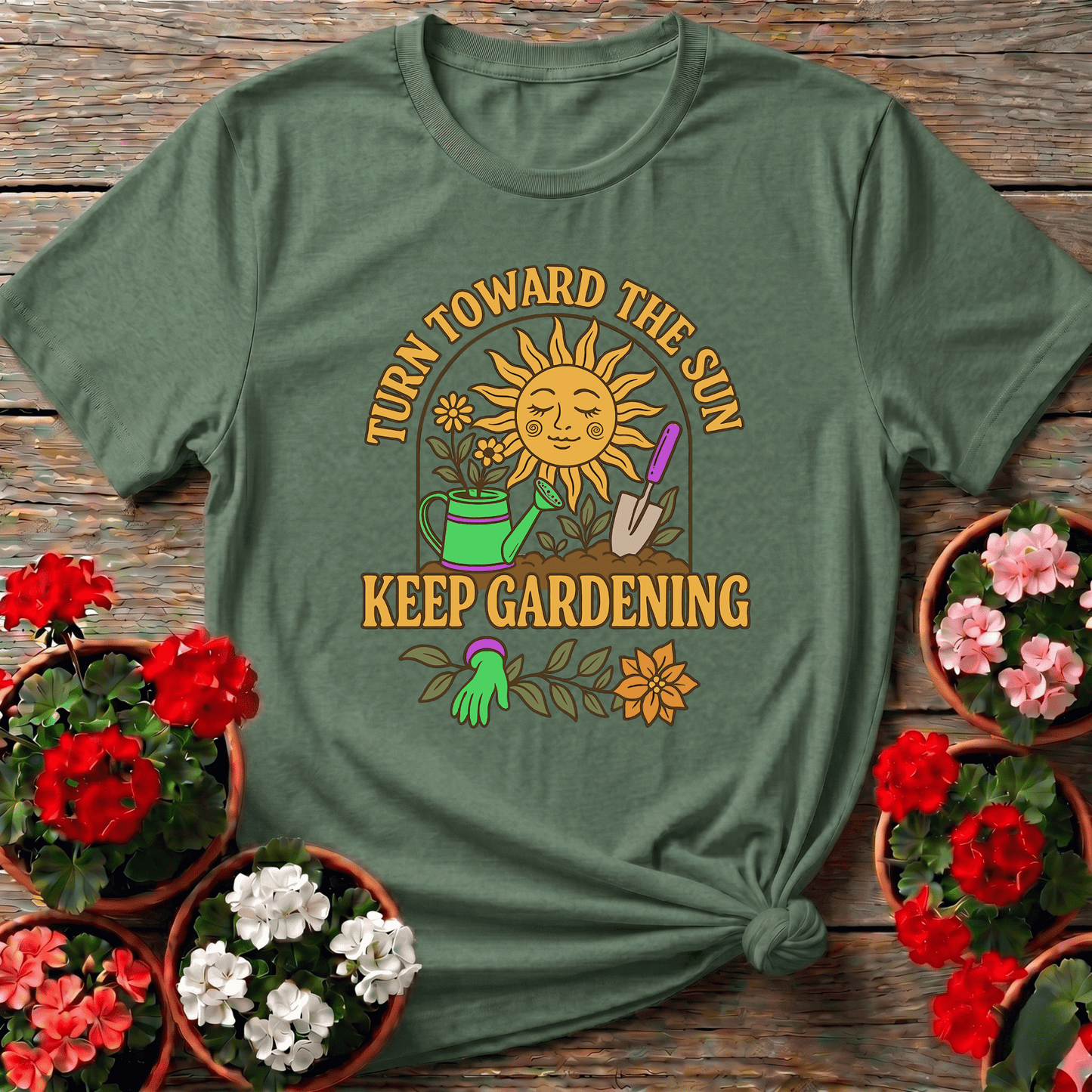 Turn Toward The Sun Retro Inspirational Tee - GardeningTshirts