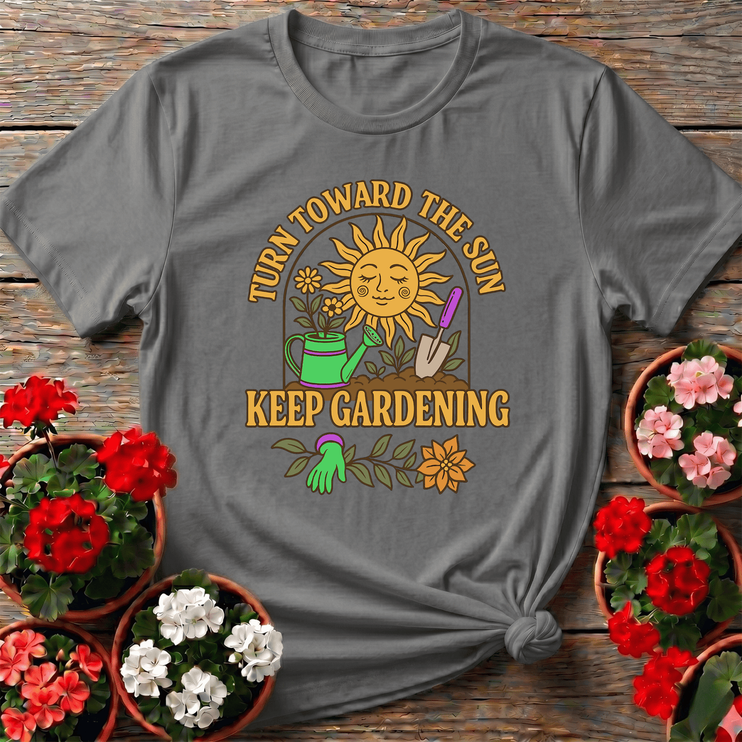 Turn Toward The Sun Retro Inspirational Tee - GardeningTshirts