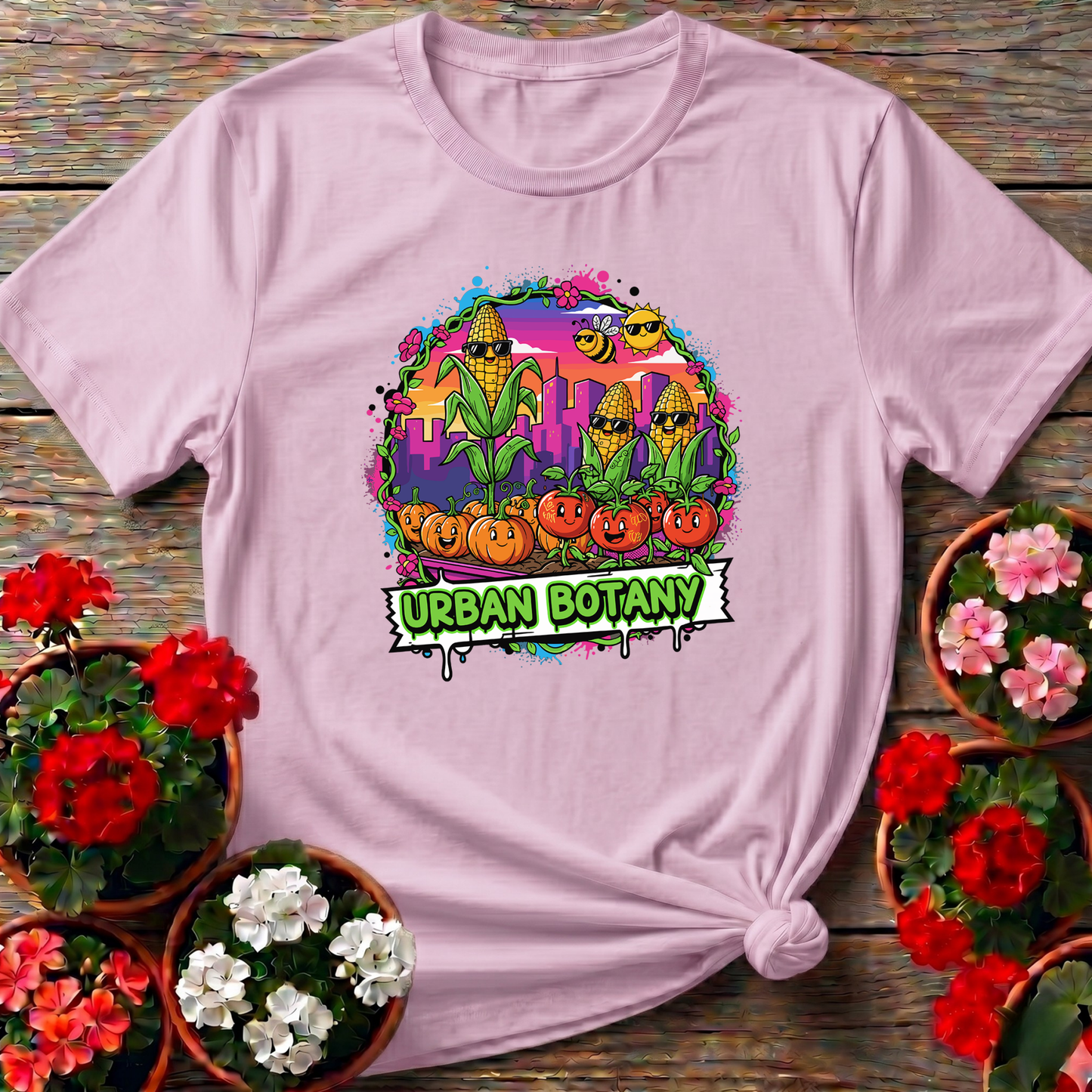 Urban Botany Funky Graffiti City Gardening Tee - GardeningTshirts