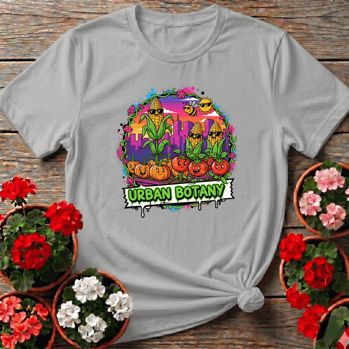 Urban Botany Funky Graffiti City Gardening Tee - GardeningTshirts