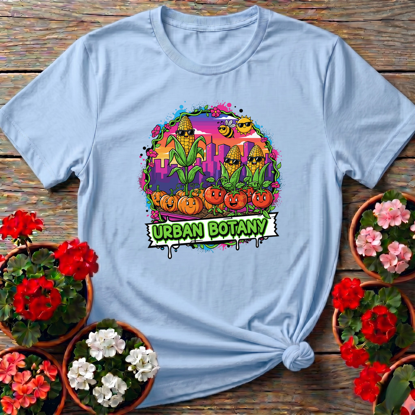 Urban Botany Funky Graffiti City Gardening Tee - GardeningTshirts