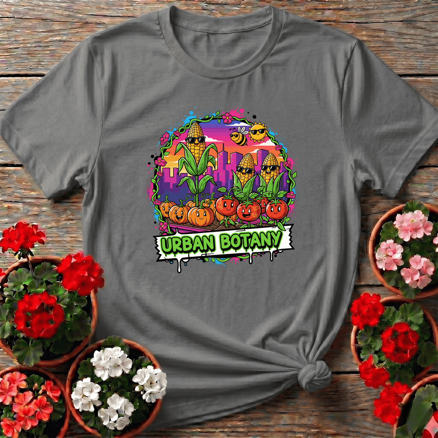 Urban Botany Funky Graffiti City Gardening Tee - GardeningTshirts
