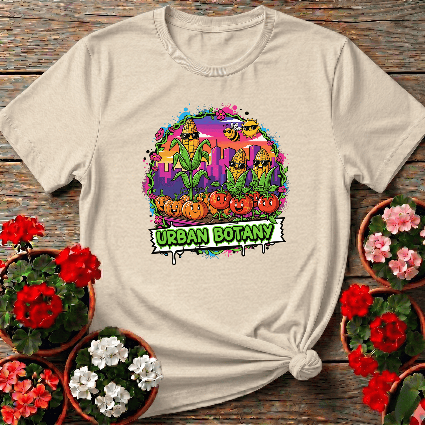Urban Botany Funky Graffiti City Gardening Tee - GardeningTshirts