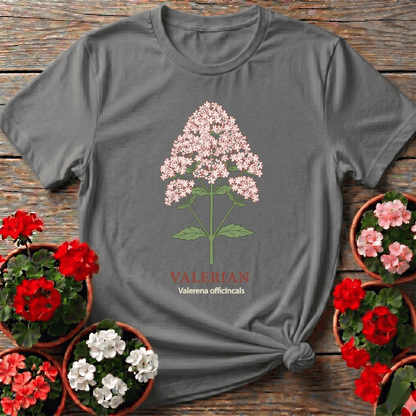 Valerian Botanical Illustration Gardening T-Shirt - GardeningTshirts