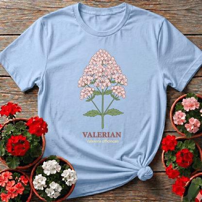 Valerian Botanical Illustration Gardening T-Shirt - GardeningTshirts