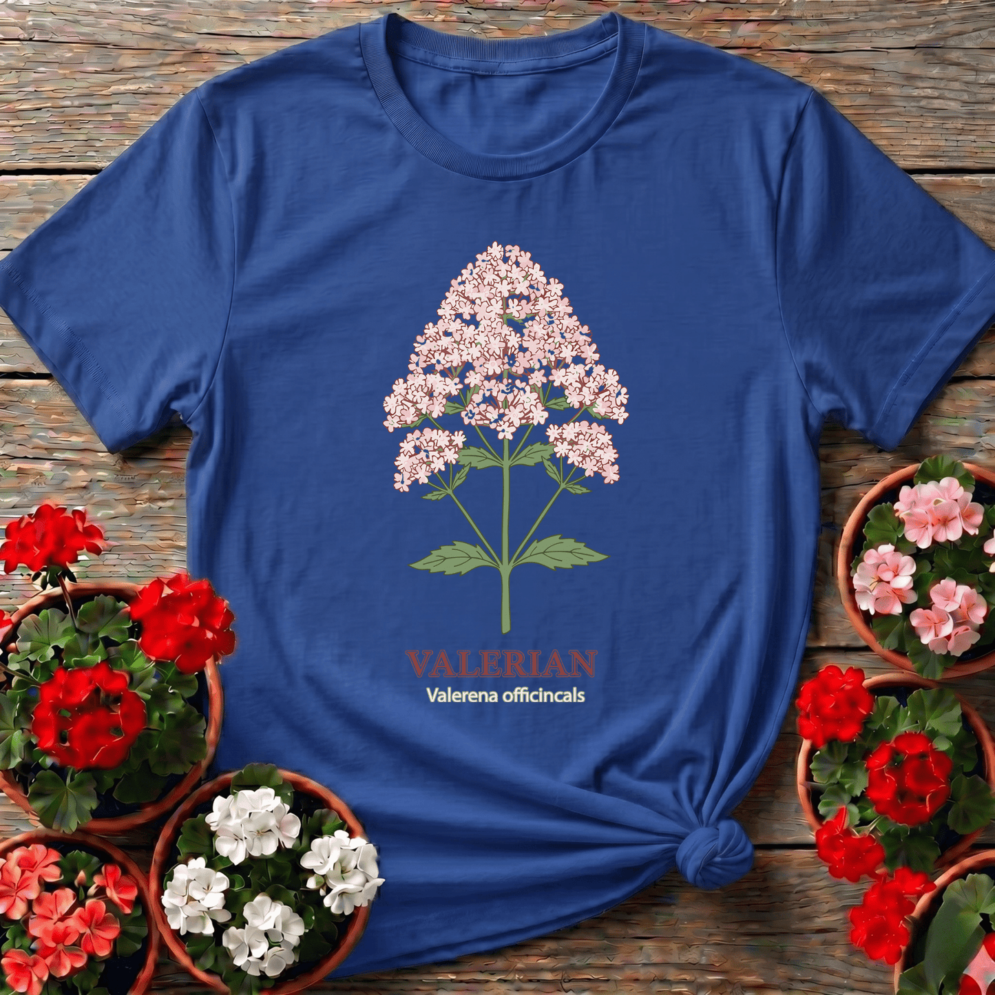 Valerian Botanical Illustration Gardening T-Shirt - GardeningTshirts