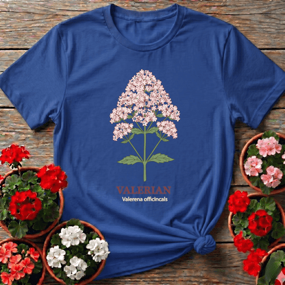 Valerian Botanical Illustration Gardening T-Shirt - GardeningTshirts