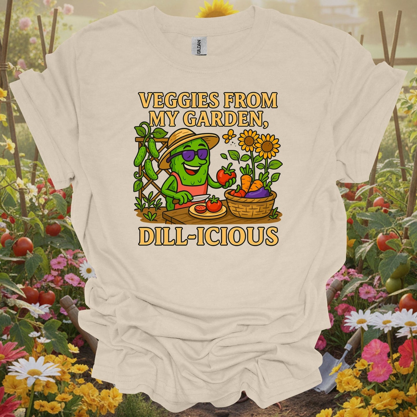 Natural tshirt showing veggies from my garden dill-icious funny for people who love plants